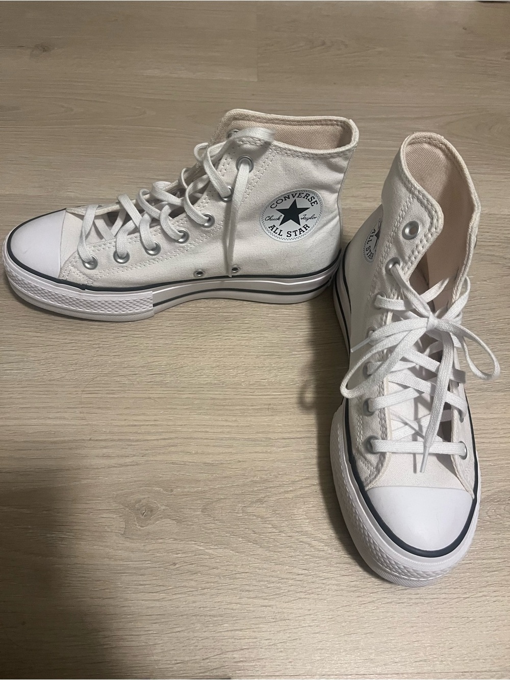 Converse White High-Top Platform Chuck Taylor Sneakers - Picture 4 of 5